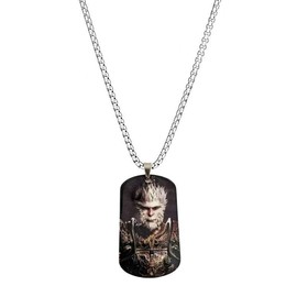 Black Myth Wukong Necklace for Men Square Pendant Necklace Titanium Steel Box Chain Pendant Necklace Black Myth Wukong Keepsake Trend Black Myth Necklace Jewelry (Wukong Pendant)