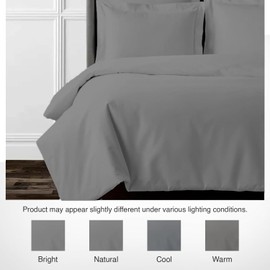 Cottonople 2 Piece Single Duvet Cover Set -Polycotton, Breathable, Lightweight, Ultra Soft Grey, Matt Look Quilt Cover- Button Enclosure 140x200 Single Bedding Set with Pillow Case (50x75cm)