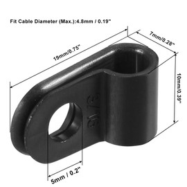 TA-VIGOR 30Pcs Nylon R-Type Cable Clamp Clips, 4.8mm Plastic Cable Clamp Assortment Kit Fastener, Plastic Wire Clamp Clips for Electrical Cable Wire Conduit Cable Management, Black UC-0.5
