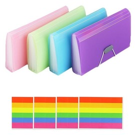 Expanding File Folder,4Pcs13 Pockets Accordian File Organizer,Coupon Organizer,Receipts,Cash,Card Ticket Folder Check Bill File Folder (7x4.5 in)