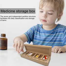 7 Day Pill Organizer | Portable Wood Pill Organizer - Decorative Containers for Tablets Snack Day Watch Bracelet Necklace Earrings Desk Women Offices Travel