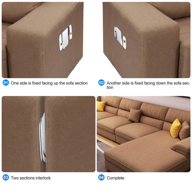 SONGTIY 4PCS Sectional Couch Connectors Furniture Connector, Premium Metal Sofa