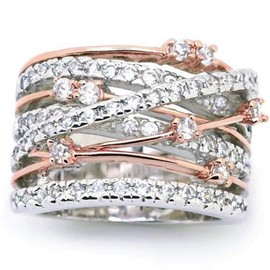 Jude Jewelers Silver Rose Gold Braided Wrap Knot Style Promise Statement Cocktail Party Ring (Silver Rose Gold, 9)