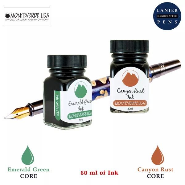 Monteverde 60ml Core Ink Bottle (30ml Emerald Green, 30ml Canyon