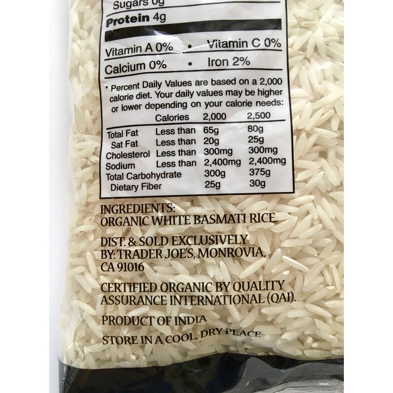 Trader Joe's Organic Basmati Rice NET WT.32OZ (2LBS) 908g