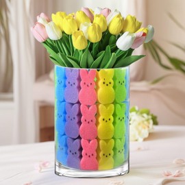 ApisNest Easter Decorations,Easter Peeps Bunny Vase Filler Set, Cute Sponge Rabbit Spring Bennies Decor Table Centerpieces