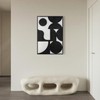 BASNLIFE Sandstone Hand-Painted Minimalist Wall Art, Black and White Abstract