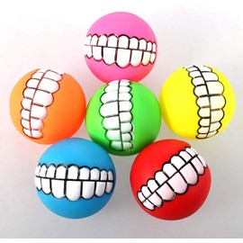 ProLeo Dog Teeth Ball Toy, 6 Pack, Vinyl, Squeaky, Chew Toy for Small & Medium Breeds, Fun Puppy Plaything