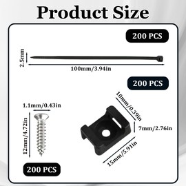 Pack of 600 Screw-On Cable Ties Holder, Cable Fastening, Cable Clamps for Screws, Nylon Saddle Mount Holder for Cable Attachment