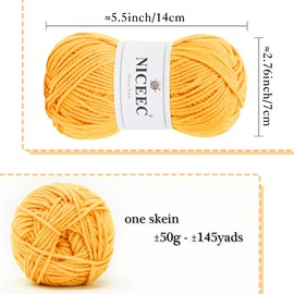 NICEEC 6×50g Soft Assorted Colors Yarn Sport Weight Yarn Bonbons Yarn for Crochet Knit 4 Ply Acrylic Yarn for DIY Project Starter Crochet Kit for Kids or Adults(6×145yds)-Series 14