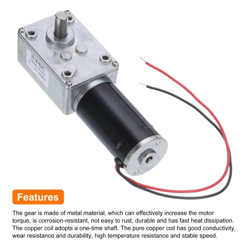 MECCANIXITY DC 12V High Torque Turbine Worm Geared Motor with