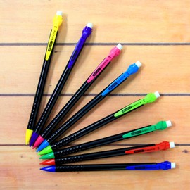 BAZIC Mechanical Pencil Electra Noir 0.7mm HB, Smooth Writing Pencils Lead, Latex Free Eraser, for Drafting Drawing Sketching (8/Pack), 2-Packs