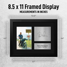 HWC Trading Steve McQueen The Great Escape Framed Gifts Printed Signed Autograph Picture for Movie Memorabilia Fans - US Letter Size