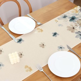 Betylifoy Brown Poppy Floral Table Runner Seasonal Spring Summer Table Cover Watercolor Flower Leaves Table Runners for Kitchen Dining Party Table Decoration