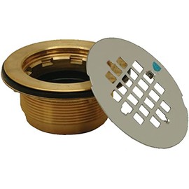 PROFLO PF140NC 4-1/4" Shower Drain Strainer with 2" Brass No-Caulk Shower Drain Body - Stainless Steel