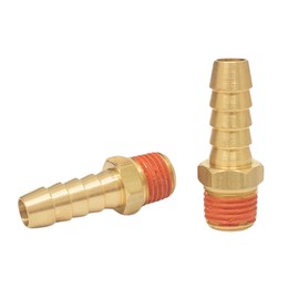 T TANYA HARDWARE 2 Pack Brass Air Hose Barb Fittings Adapter Set - 3/8" Barb to 1/4" NPT Male Pipe, Air Hose Repair Kit Connectors with Sealant