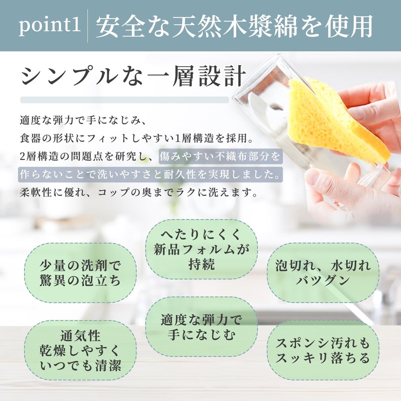 Tokyo Hoshikawa (2024 New Release) Kitchen Sponge, Dishwashing Sponge, Drainage,