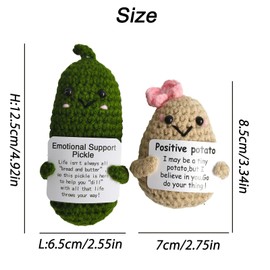 Wikorunwa Emotional Support Pickle & Positive Potato Crochet Funny Gifts for Women, for Home or Office Decorations