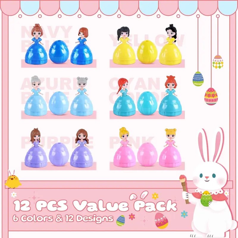 12 Piece Prefilled Easter Eggs for Kids Easter Basket Fillers