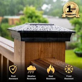 Classy Caps Black Aluminum Deck & Fence Post Cap Fits Actual 6”x6”, 5.5”x5.5”, or 5”x5” Post