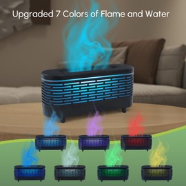 Colorful Flame Diffuser, Simulated Flame Essential Oil Diffuser, 120ML Aromatherapy Oil Diffuser for Home, Large Room, Bedroom, Office with 7 Colors Light, Auto-Off (Black)