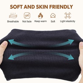 BARFULKER Winter Neck Tube Men Women Warm Lined Knitted Scarf Ski Neck Warmer Face Scarf Fleece Loop Scarf Windproof Face Mask Unisex Navy Blue, navy