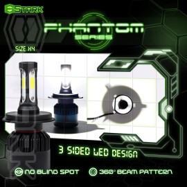 Stark 72W 8000LM US BridgeLux Chip LED Kit 6000K Headlight Hi / Lo Bulbs - H4 HB2 9003