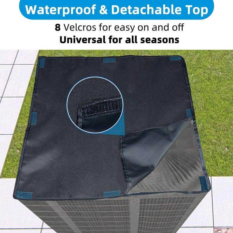 Qualward Full Mesh Central Air Conditioner Cover with Detachable Top,