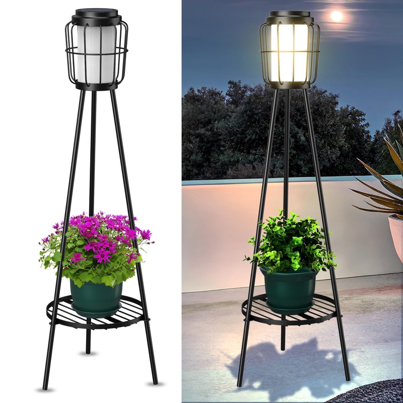 MXwcy 2 Pack Solar Lights Outdoor with Plant Stands -