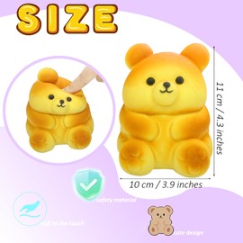 funnysquee Cute Bear Squishies Toy Super Soft Slow Rising Animal Bears Bread Birthday Gift for Kids,Kawaii Stress Relief Squeeze Toy (Cute Bear Bread)