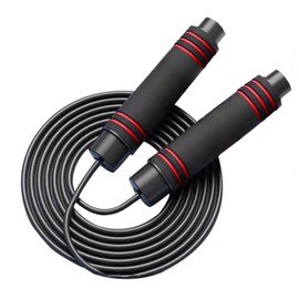 Bestmate 9.2FT Jump Rope for Adults & Kids, Adjustable Skipping Tangle-Free Rapid Speed Rope with Ball Bearings for Women Men Fitness, Kids Gym & CrossFit Workouts(Black & Red)