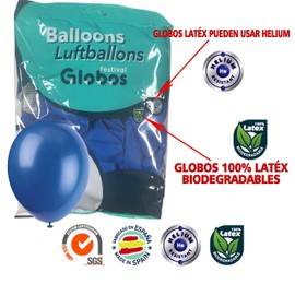 Pack of 50 Colourful Balloons Blue Latex Balloons 30 cm 12 Inch Decohelium for Weddings, Birthday Parties and Decoration (Blue)