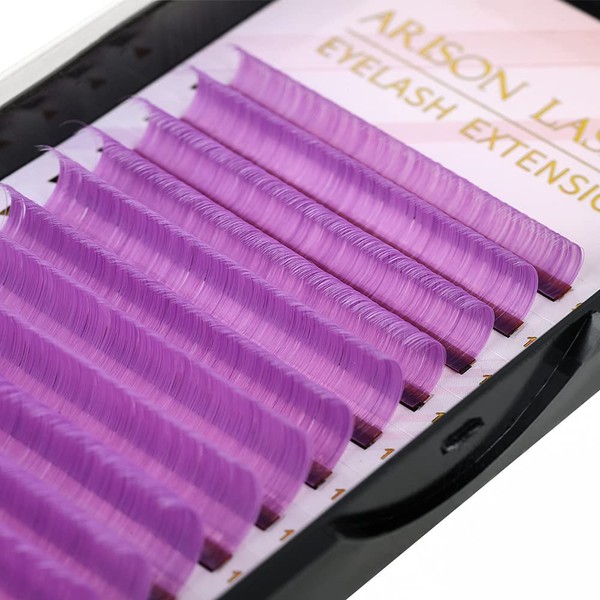Eyelash Extensions, 0.1 mm, D Curl, 9-16 mm, Mixed Shell Colour, Eyelash Extensions, Easy Fans Eyelashes, Individual Eyelashes (Purple)
