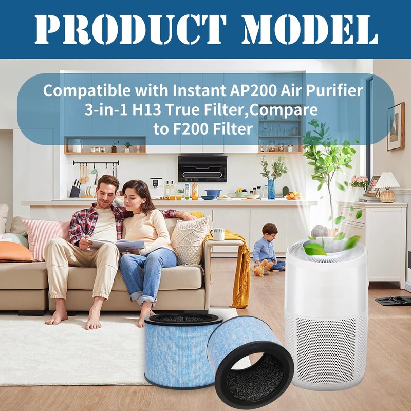 2-Pack AP200 3-in-1 H13 Grade True HEPA Replacement Filters Compatible