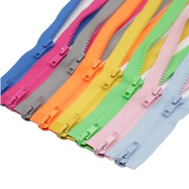 MebuZip 8pcs 25 Inch #5 Two Way Separating Jacket Zippers for Sewing Coat Clothes Jacket Zipper Heavy Duty Plastic Zippers Bulk in 8 Colors (25" 8pcs)