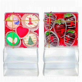 SLShePack SLShePack 50Pack 5x5x2Inches Clear Bakery Boxes Chocolate Covered Strawberries Boxes for 4 Mini Cake Boxes Cookies Macaron Boxes Pie Boxes Browines boxes