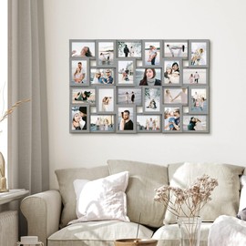 Jerry & Maggie 4×6 collage frame 24 pictures, picture frames collage wall decor, 24 slot picture frame Wall Hanging For 6×4 Photo, Grey