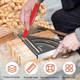 7 inch Set Square Hangable Type, Preciva Speed Square Metric, Aluminum Alloy Roofing Square, Builders Square with Hook, Plumb Function, Multifunctional Carpenters Tools