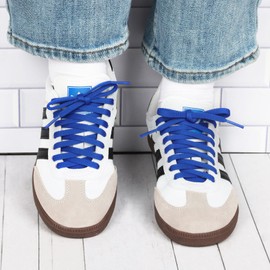 Olukssck 2 Pairs 6 mm Wide Flat Trainers Shoelaces, Premium Replacement Shoe Laces for Sports Shoes, Trainers and Casual Shoes, Royal Blue, 90 cm