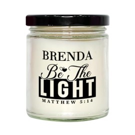 Bible Verse for Brenda Candle,Christmas Gifts for Brenda Be The Light Mattew 5:14 Gifts for Women Coworker Brenda Name Birthday Candle Christmas Gifts, Housewarming, Soy Wax, Scented, Decor