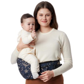 Momcozy Hip Seat Baby Carrier - Original 3D Abdominal Protection & EVA Massage Plate with Various Pockets for Newborns and Toddlers up to 20 kg (Starry Night, Medium)