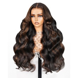 Arabella 5x6 Ready to Go Glueless Wigs Human Hair 1B/30 Highlight Lace Front Wigs Human Hair 210% Density Pre Cut Glueless Wig Real Pre Bleached Body Wave Wig (22inch, 5X6 Body Wave)