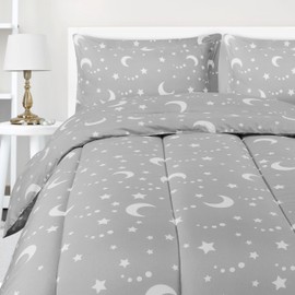 Utopia Bedding All Season Moon Star Comforter Set with 2 Pillow Cases, 3 Piece Soft Brushed Microfiber Kids Bedding Set for Boys/Girls, Machine Washable (Twin)