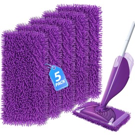 KeeTidy Wet Pads Refill for Swiffer - WetJet Hardwood Floor Cleaner Spray Mop Pad Refill Reusable Microfiber Wet Jet Pads (5 Pack)