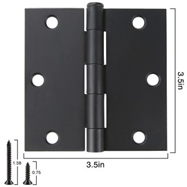 30 Pack Matte Black Door Hinges 3.5 x 3.5 Inch Interior 3 1/2 Inch Door Hinges for Doors Square Radius Corners Flat Iron Hinge 3 ½"x 3 ½" Door Hardware Controls