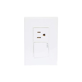 iGOTO PB612-B Placa con apagador y contacto aterrizado, Color blanco