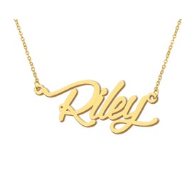 Riley Pendant Name Necklace 18k Gold Plated Stainless Steel Script Nameplate Necklace Jewelry for Best Friends