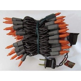 Holiday Pride Brown Wire String Lights - 100 Orange Mini Lights with Brown Wire - Indoor / Outdoor Use - UL Listed