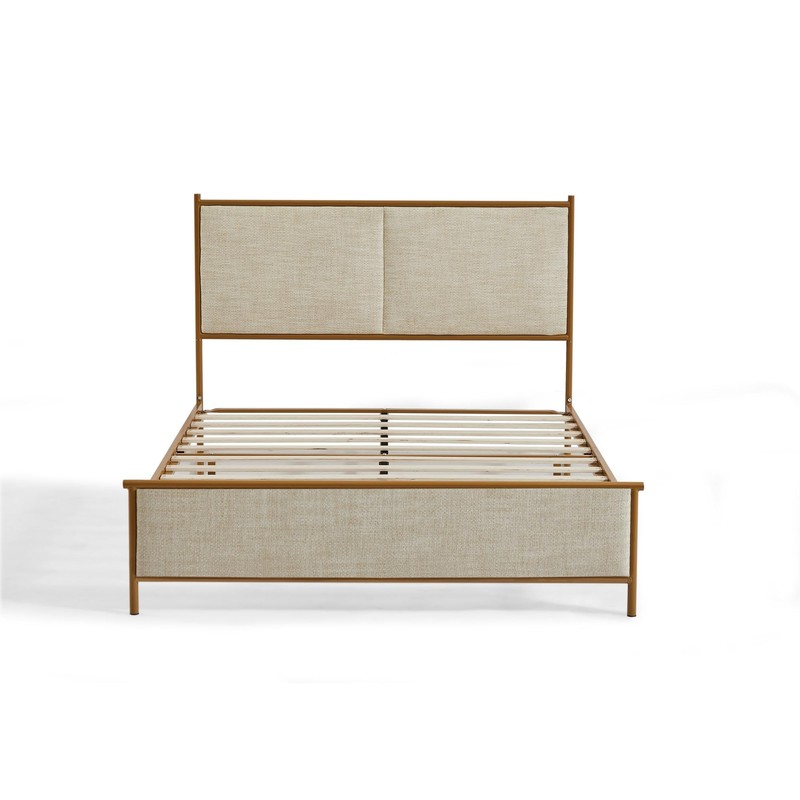 Dolonm Upholstered Full Size Platform Bed Frame, with Headboard and