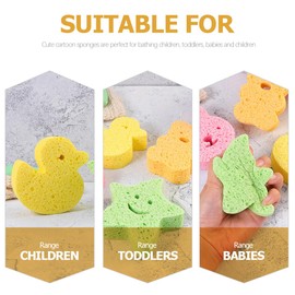 Beavorty 4sets Cartoon Kids Bath Sponges Small Exfoliating Sponge Shower Toys 3pcs*4